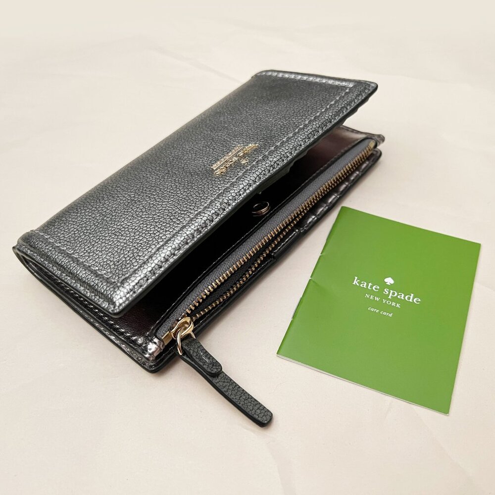 NWOT Kate Spade Patterson Drive Braylon Pebbled Leather Bifold Wallet Silver